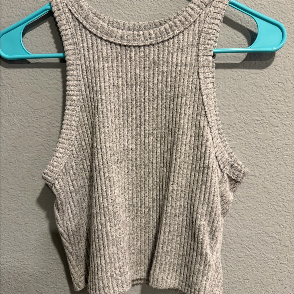 Ribbed Sleeveless Tank Top - Light Taupe